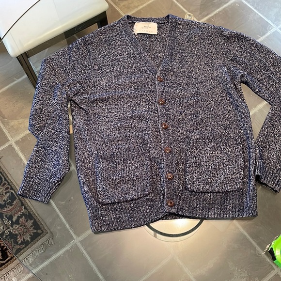 Fcuk, L, summer, navy v neck cardigan, airy cotton/poly blend, great layer, EUC - Picture 1 of 11